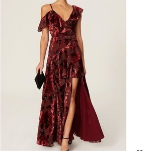 Hutch velvet maxi ruffle gown